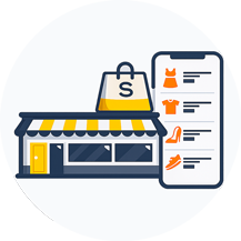 Large retail store with mobile eCommerce product catalog showing multiple items for scalable online selling