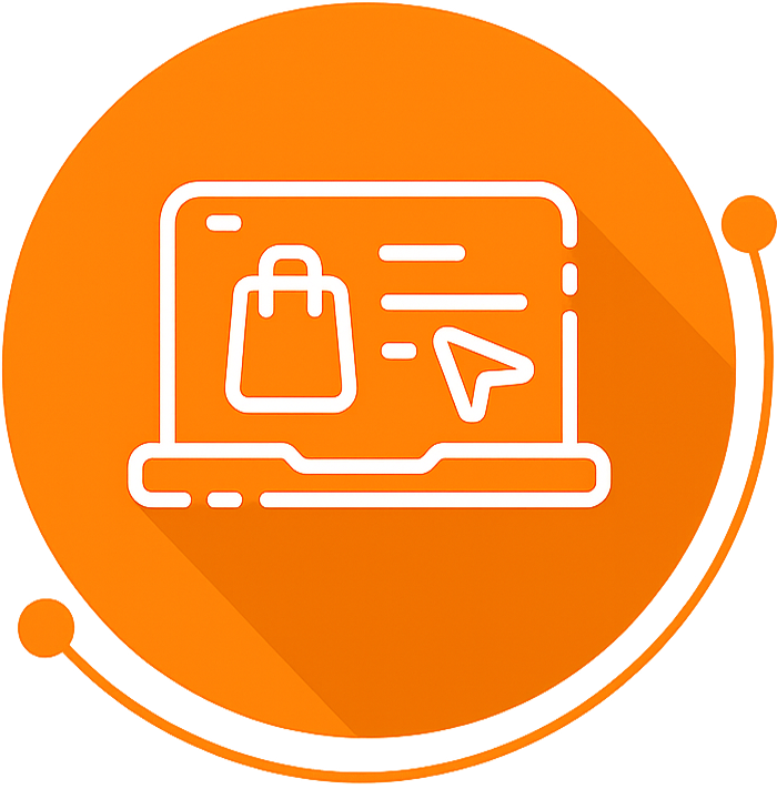 Laptop with shopping cart interface representing easy eCommerce store setup